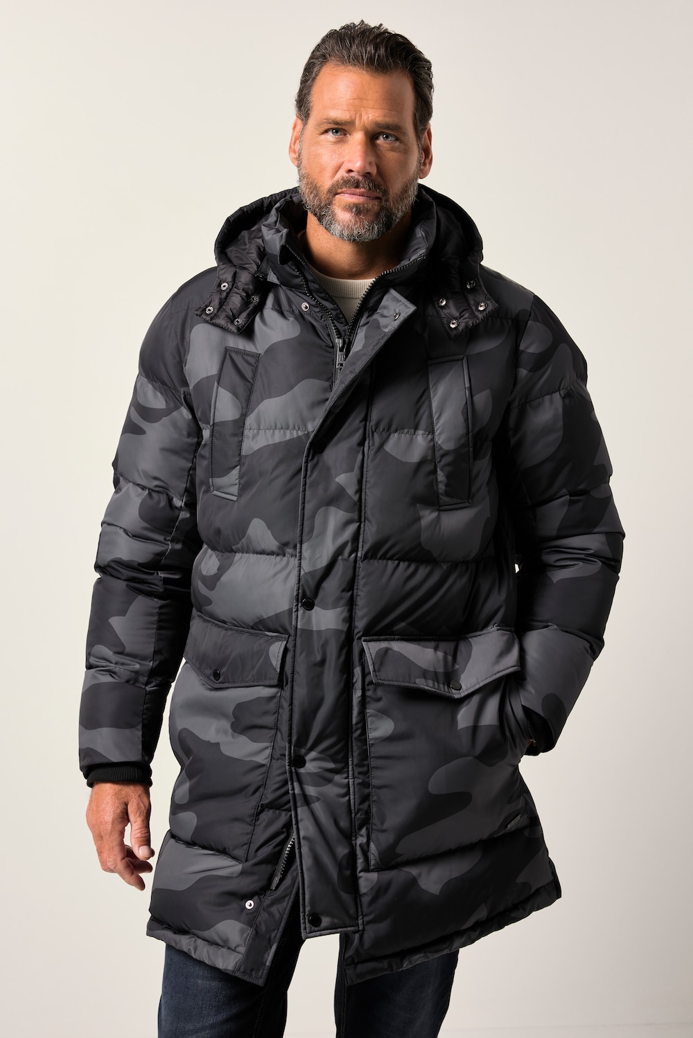 Große Größen JP1880 Stepp-Parka, Herren, schwarz, Größe: 3XL, Polyester/Synthetische Fasern, JP1880 von JP1880