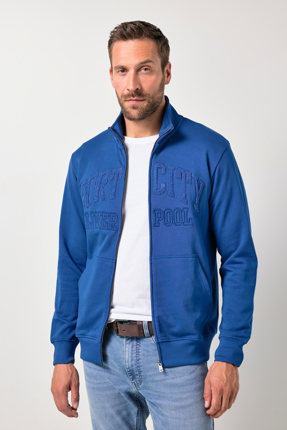 Große Größen JP1880 Sweatjacke, Herren, blau, Größe: 3XL, Baumwolle, JP1880 von JP1880