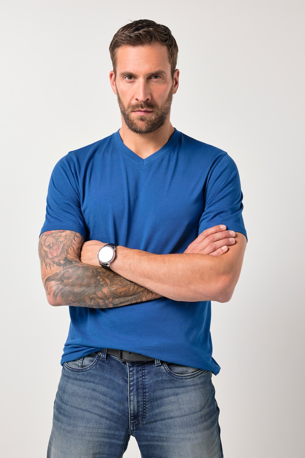 Große Größen JP1880 T-Shirt, Herren, blau, Größe: 6XL, Baumwolle/Polyester/Viskose, JP1880 von JP1880