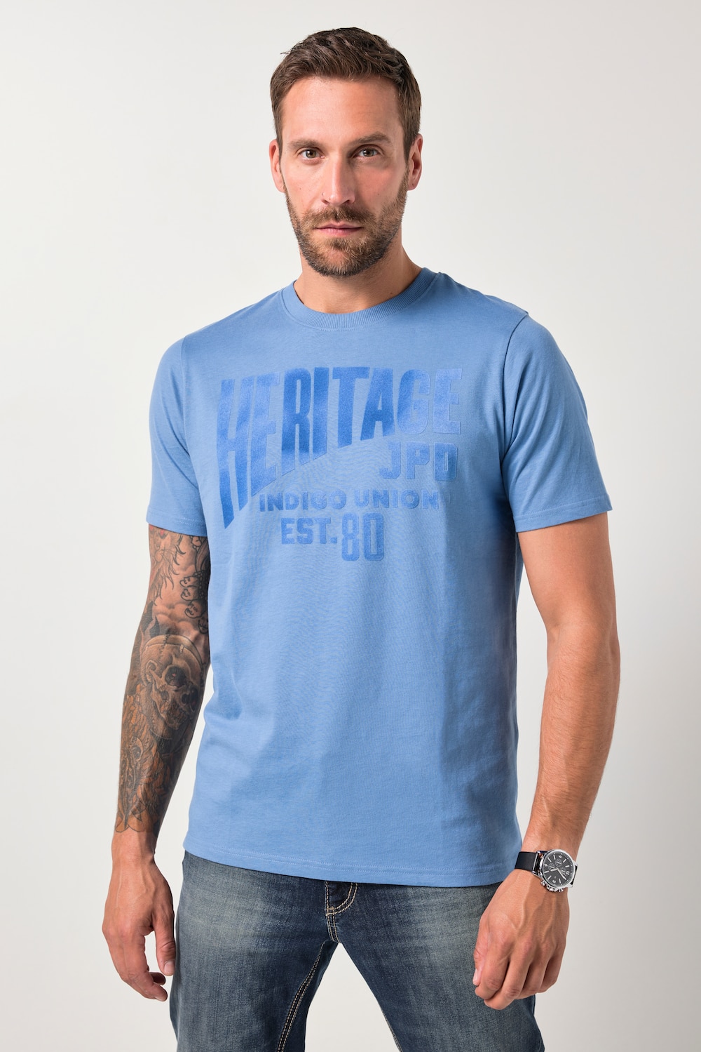 Große Größen JP1880 T-Shirt, Herren, blau, Größe: L, Baumwolle, JP1880 von JP1880