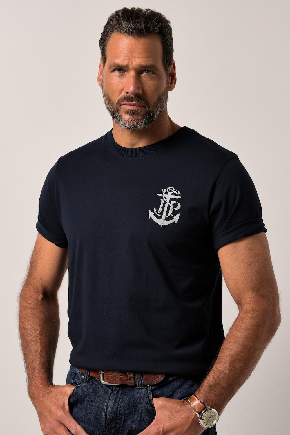 Große Größen JP1880 T-Shirt, Herren, blau, Größe: XXL, Baumwolle, JP1880 von JP1880