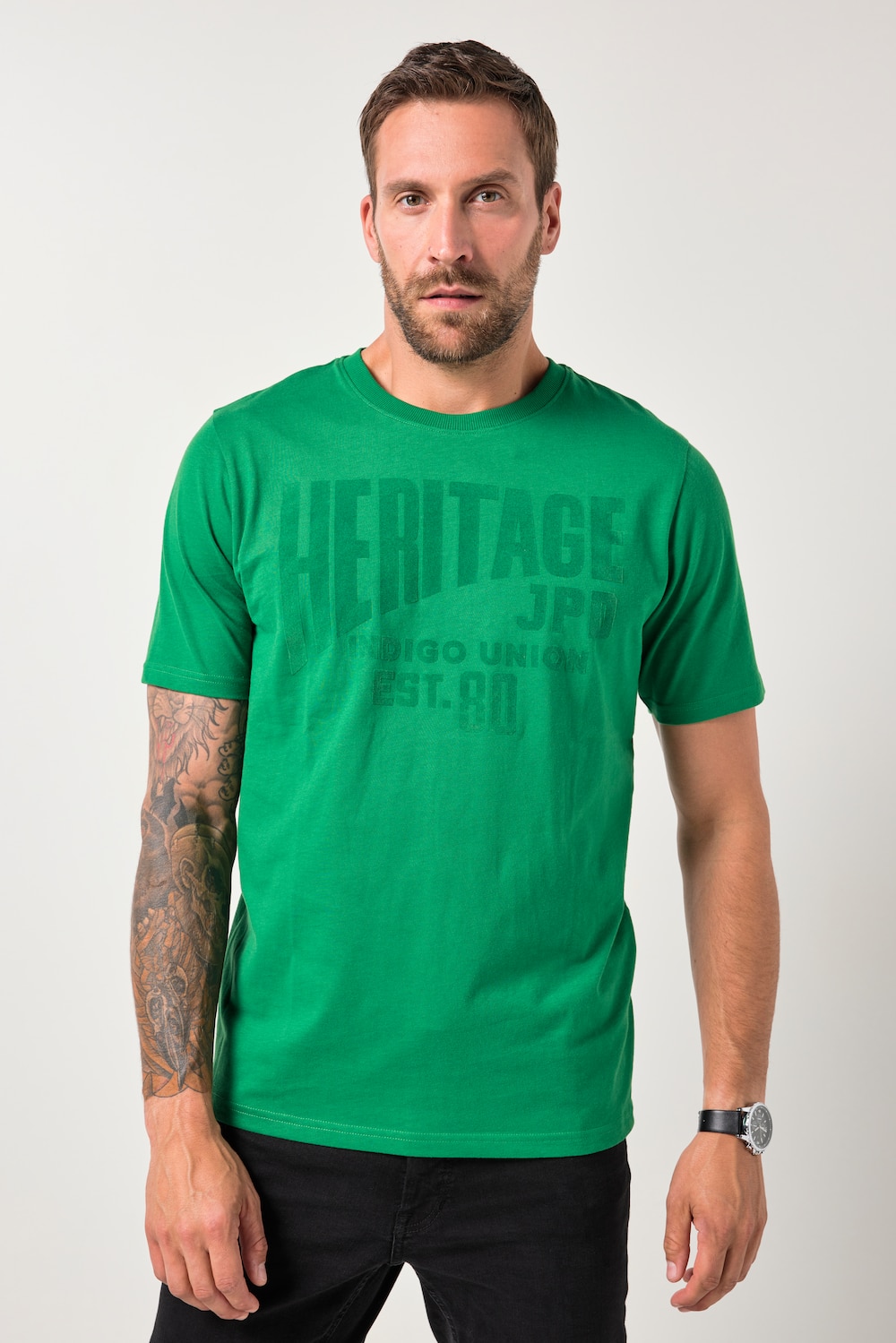 Große Größen JP1880 T-Shirt, Herren, grün, Größe: L, Baumwolle, JP1880 von JP1880