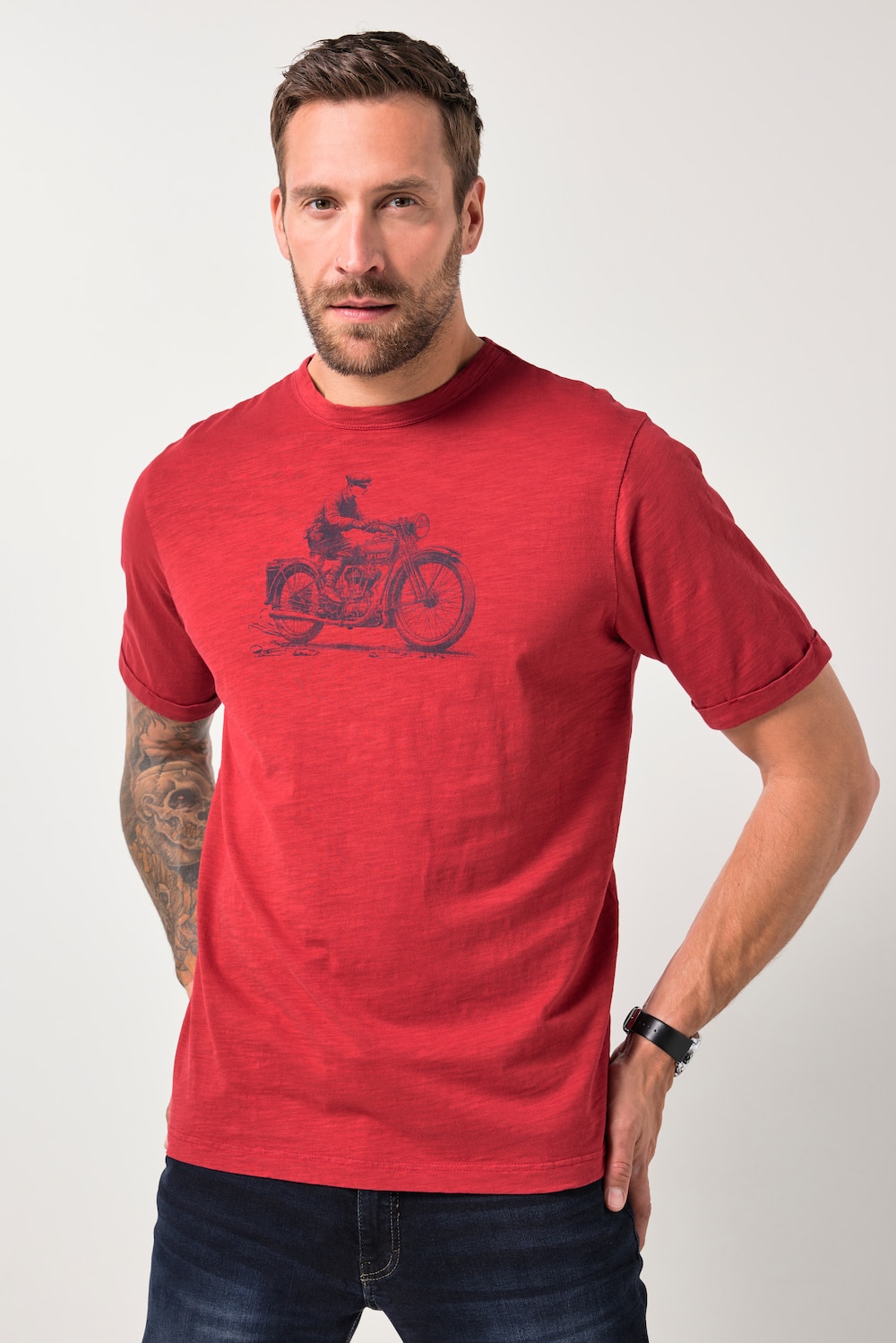 Große Größen JP1880 T-Shirt, Herren, rot, Größe: L, Baumwolle, JP1880 von JP1880