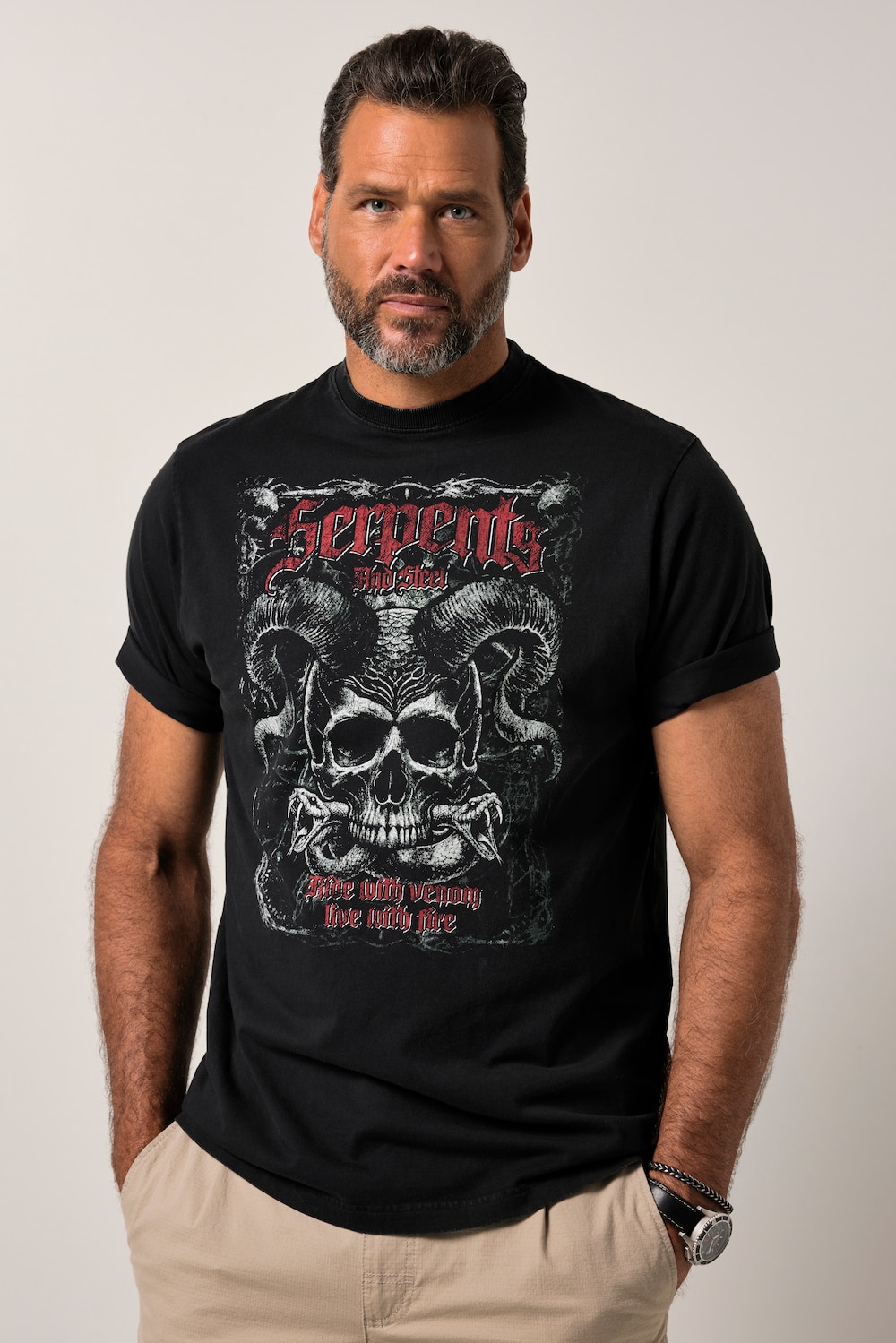 Große Größen JP1880 T-Shirt, Herren, schwarz, Größe: XL, Baumwolle, JP1880 von JP1880