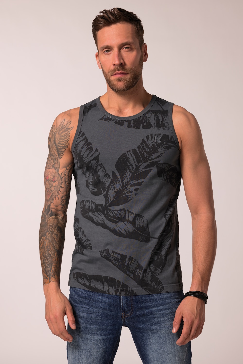 Große Größen JP1880 Tanktop, Herren, grau, Größe: 3XL, Baumwolle, JP1880 von JP1880
