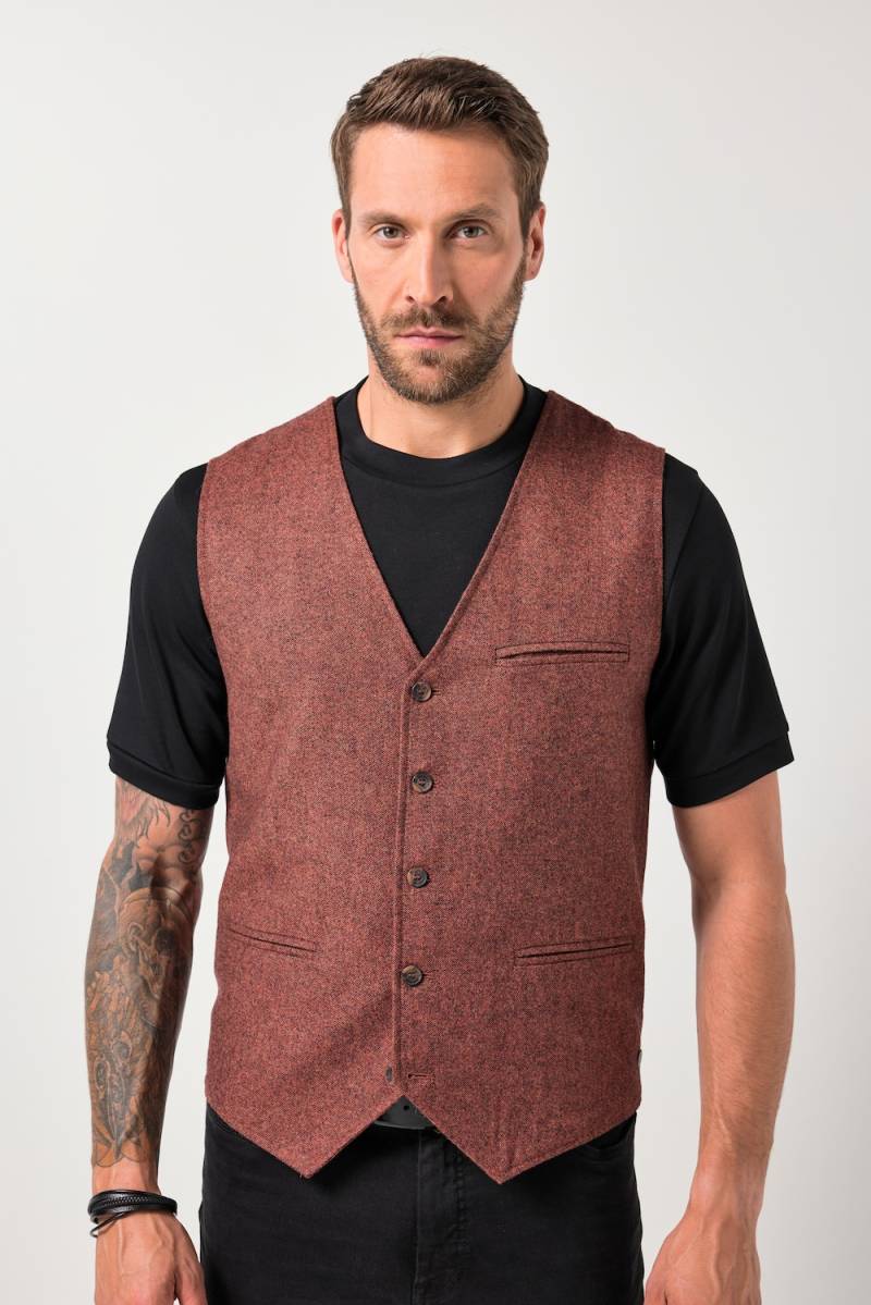 Große Größen JP1880 Tweed-Weste, Herren, rot, Größe: 5XL, Polyester/Baumwolle/Wolle, JP1880 von JP1880
