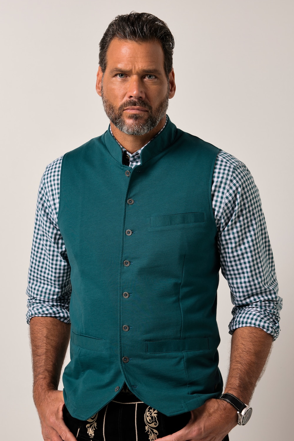 Große Größen JP1880 Weste, Herren, türkis, Größe: L, Baumwolle, JP1880 von JP1880