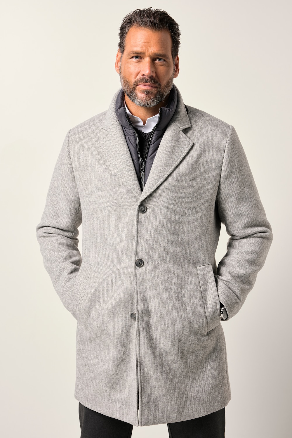 Große Größen JP1880 Wollmix-Mantel, Herren, grau, Größe: 5XL, Polyester/Synthetische Fasern/Sonstige, JP1880 Große Größen JP1880 Wollmix-Mantel, Herren, grau, Größe: 5XL, Polyester/Synthetische Fasern/Sonstige, JP1880 von JP1880