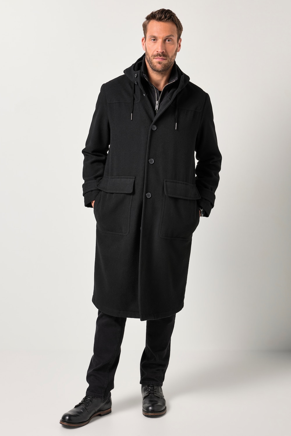 Große Größen JP1880 Wolloptik Funktionsmantel, Herren, schwarz, Größe: L, Polyester/Synthetische Fasern, JP1880 Große Größen JP1880 Wolloptik Funktionsmantel, Herren, schwarz, Größe: L, Polyester/Synthetische Fasern, JP1880 von JP1880