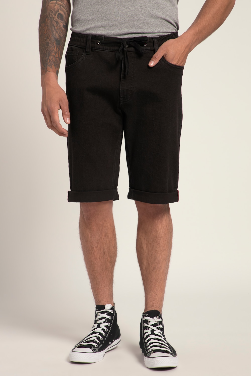 Große Größen Jeans-Bermuda, Herren, schwarz, Größe: 52, Baumwolle, JP1880 von JP1880