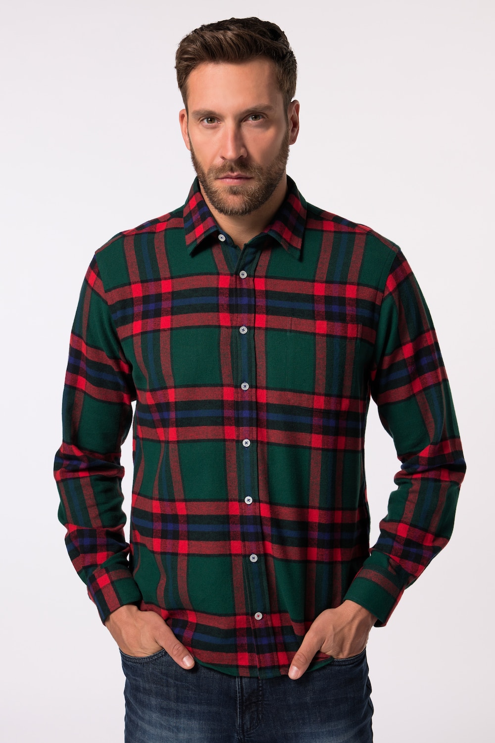 Große Größen Karo-Flanellhemd, Herren, grün, Größe: 4XL, Baumwolle, JP1880 Große Größen Karo-Flanellhemd, Herren, grün, Größe: 4XL, Baumwolle, JP1880 von JP1880
