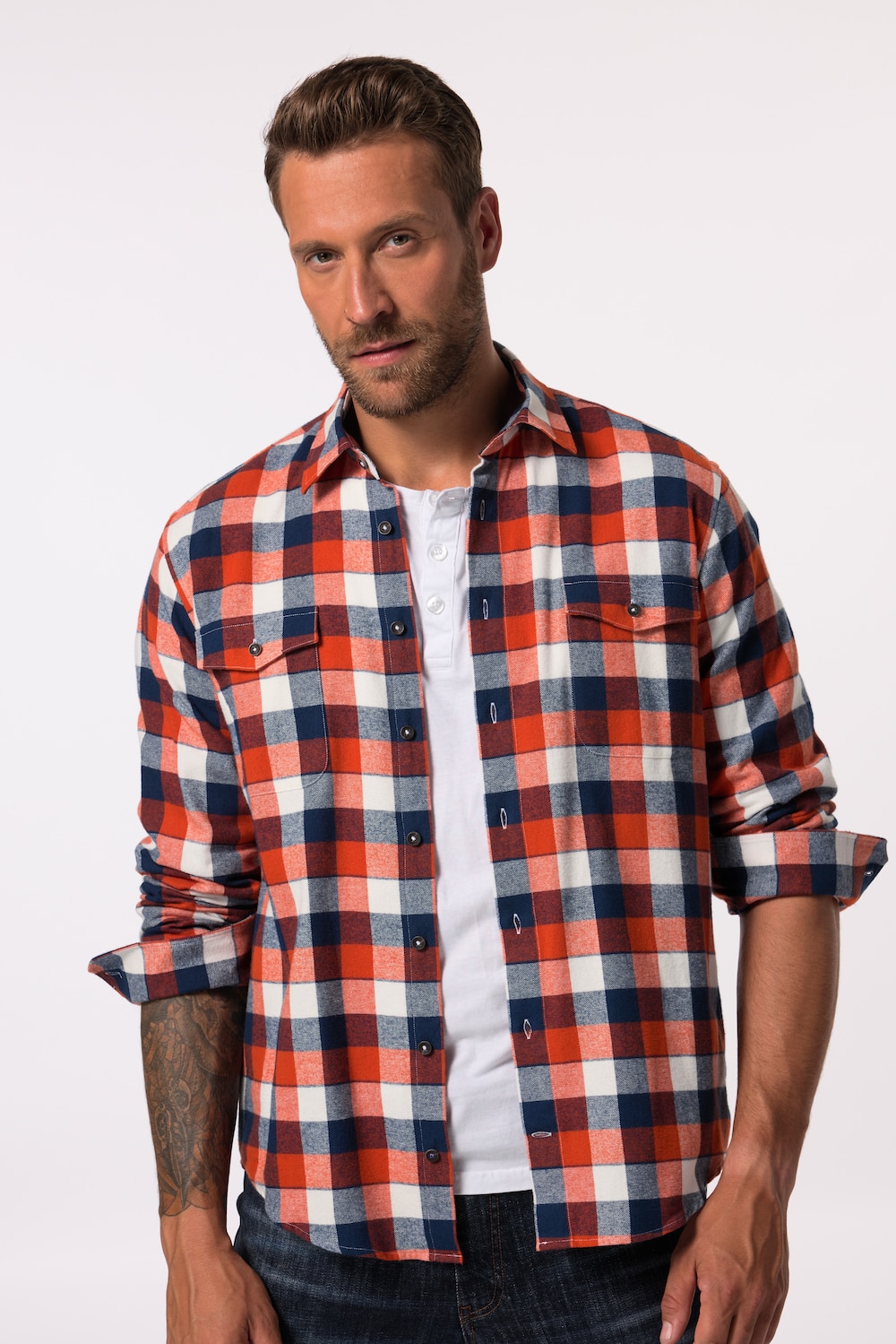 Große Größen Karo-Flanellhemd, Herren, orange, Größe: 6XL, Baumwolle, JP1880 Große Größen Karo-Flanellhemd, Herren, orange, Größe: 6XL, Baumwolle, JP1880 von JP1880
