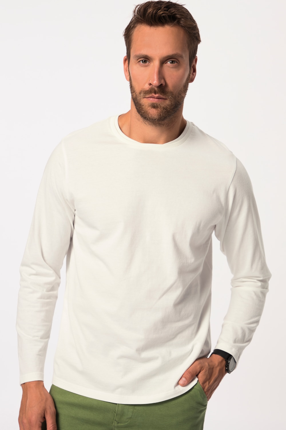 Große Größen Langarmshirt, Herren, beige, Größe: 3XL, Baumwolle, JP1880 von JP1880