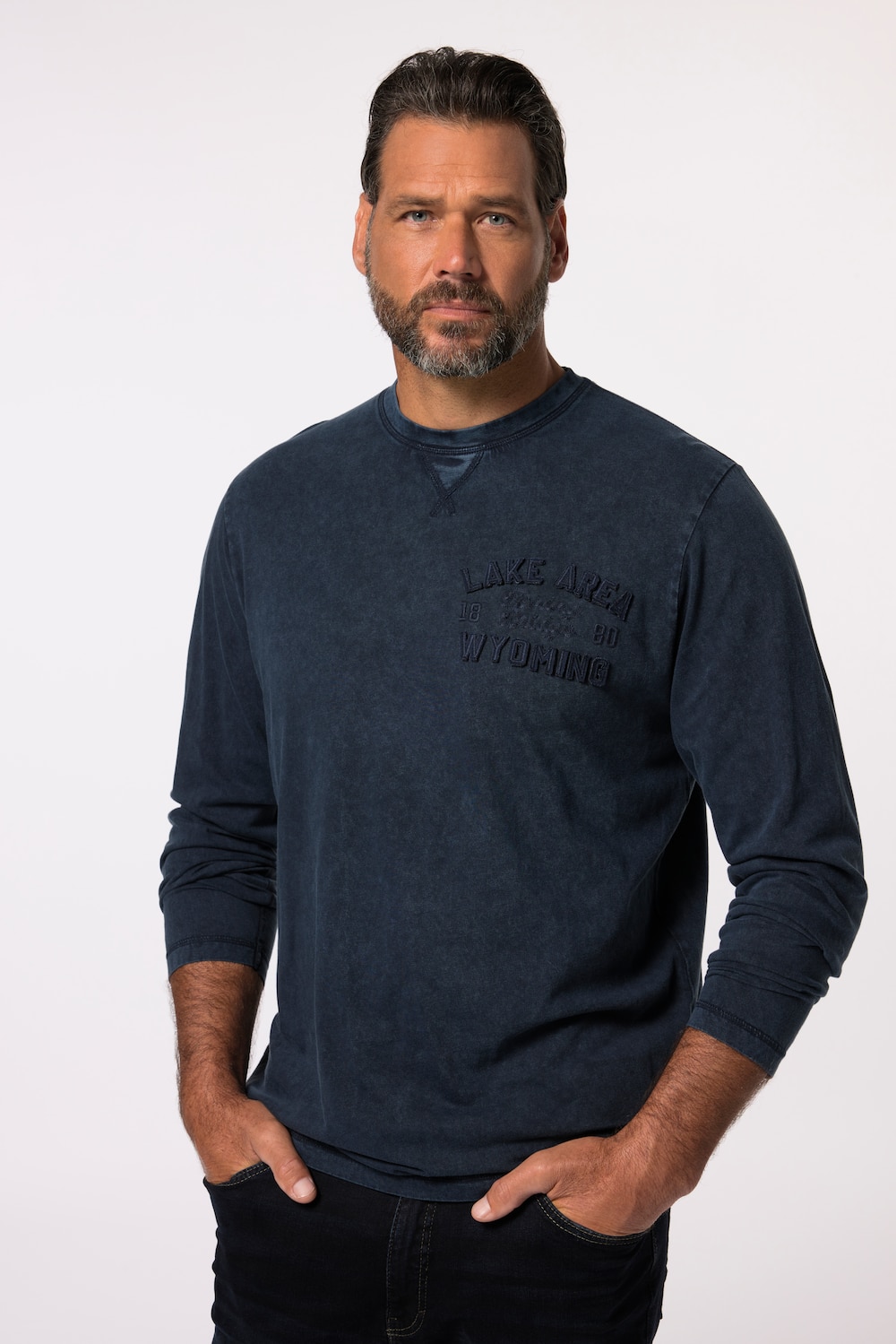 Große Größen Langarmshirt, Herren, blau, Größe: 7XL, Baumwolle, JP1880 von JP1880