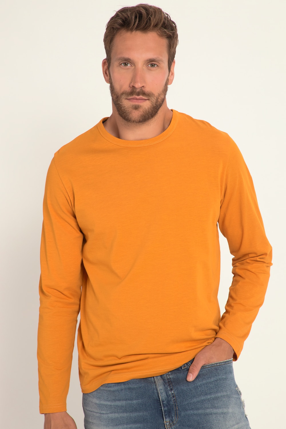 Große Größen Langarmshirt, Herren, orange, Größe: 3XL, Baumwolle, JP1880 von JP1880