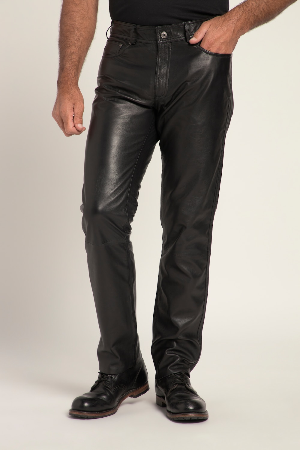 Große Größen Lederhose, Herren, schwarz, Größe: 64, Leder/Polyester/Baumwolle, JP1880 von JP1880