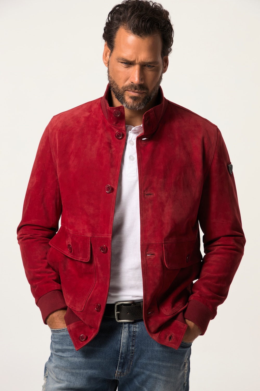 Große Größen Lederjacke, Herren, rot, Größe: 6XL, Polyester/Leder, JP1880 von JP1880