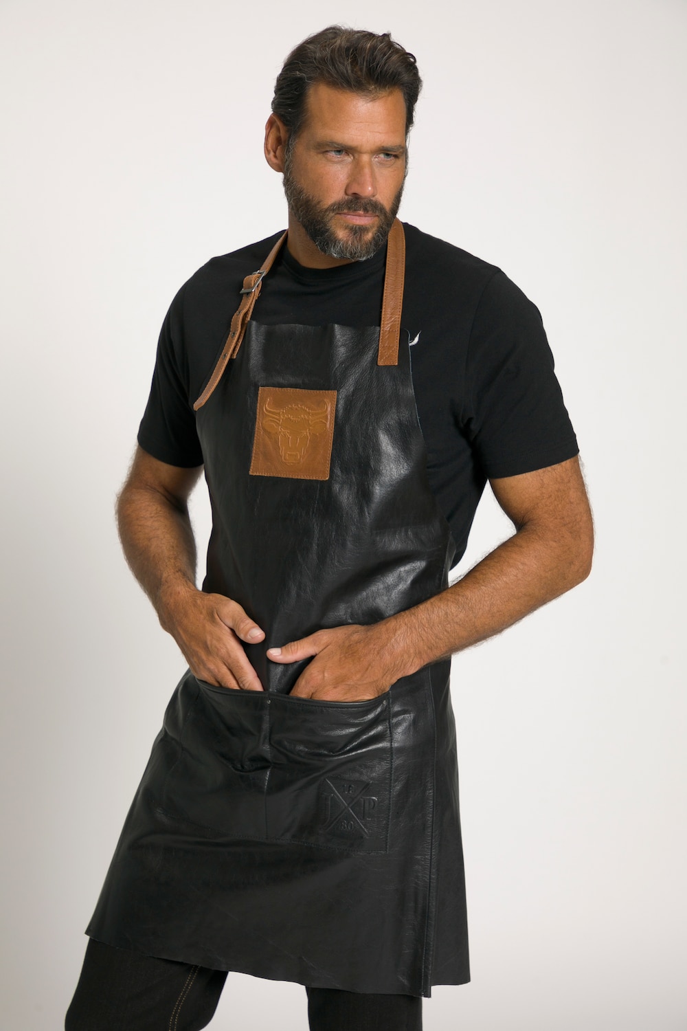 Große Größen Lederschürze, Herren, schwarz, Größe: I, Leder, JP1880 von JP1880