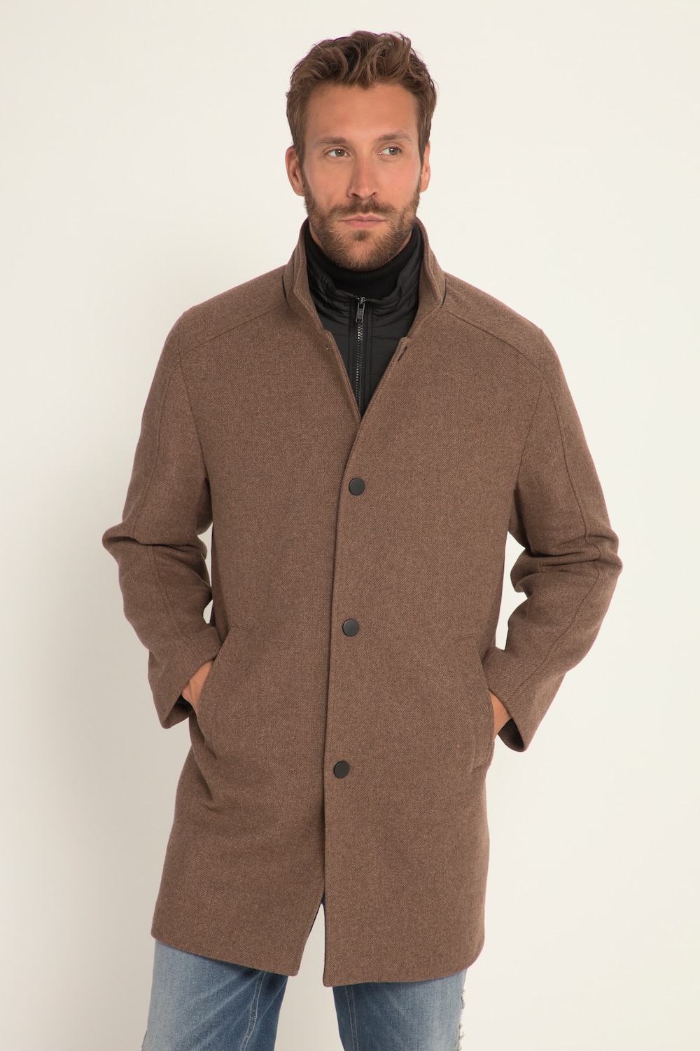 Große Größen Mantel, Herren, beige, Größe: XXL, Polyester/Wolle, JP1880 von JP1880