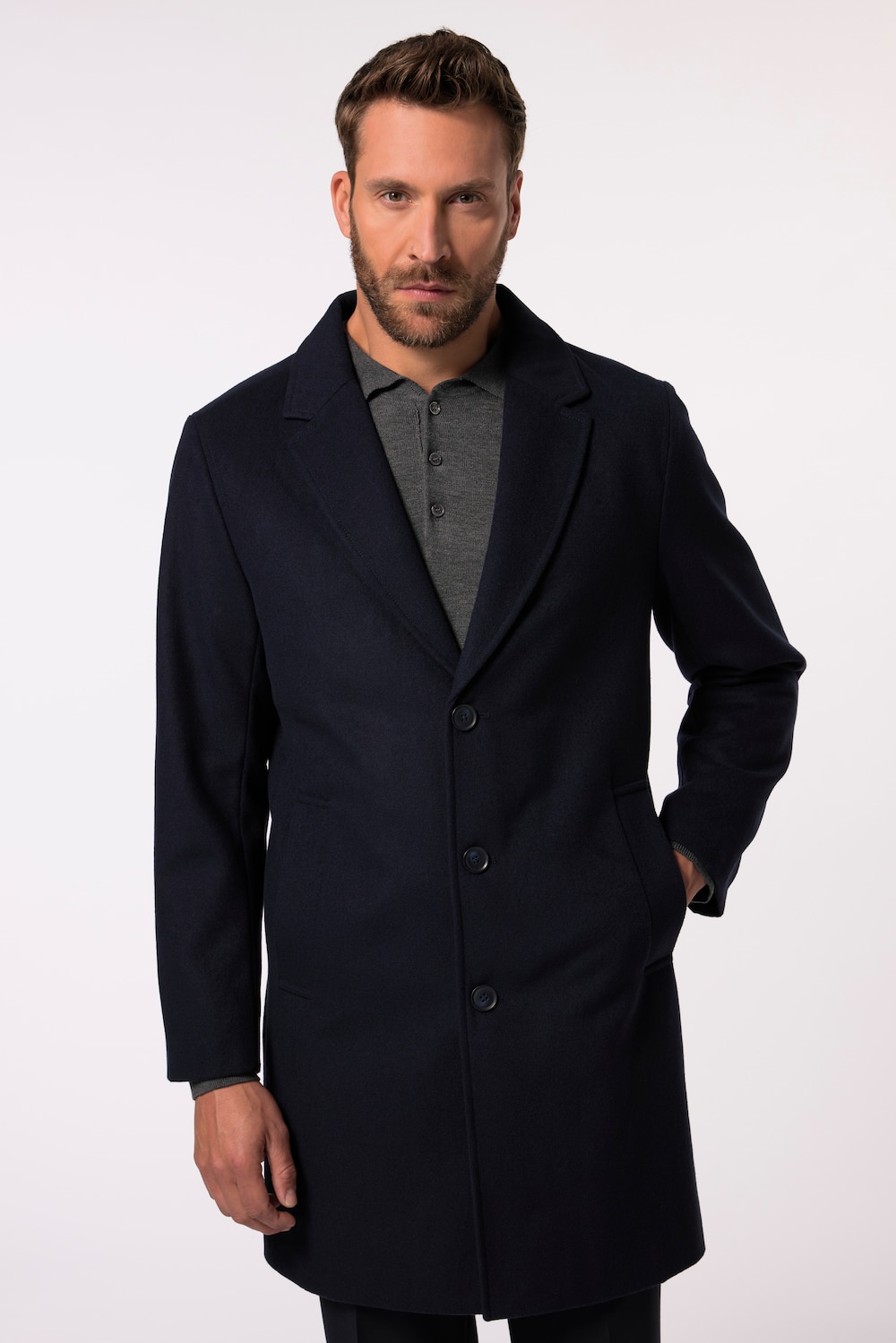 Große Größen Mantel, Herren, blau, Größe: L, Polyester/Wolle, JP1880 von JP1880