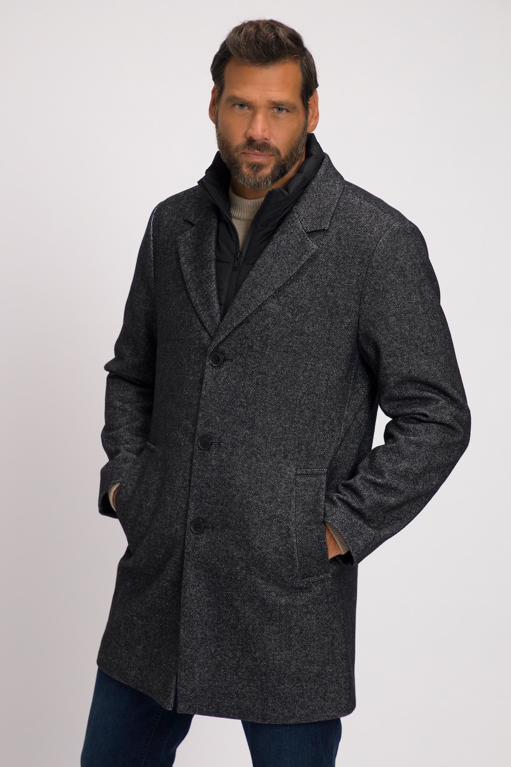 Große Größen Mantel, Herren, schwarz, Größe: 6XL, Polyester/Wolle, JP1880 von JP1880