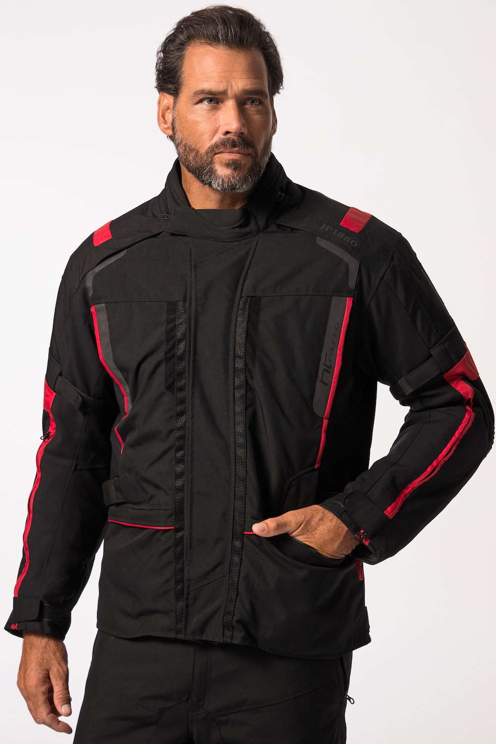 Große Größen Motorrad-Jacke 4-Touring, Herren, schwarz, Größe: 3XL, Polyester/Synthetische Fasern, JP1880 von JP1880