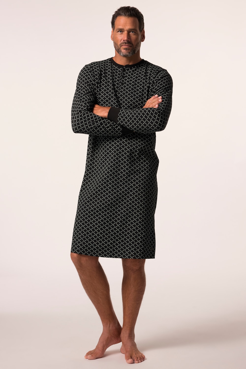Große Größen Nachthemd, Herren, schwarz, Größe: L, Baumwolle, JP1880 von JP1880