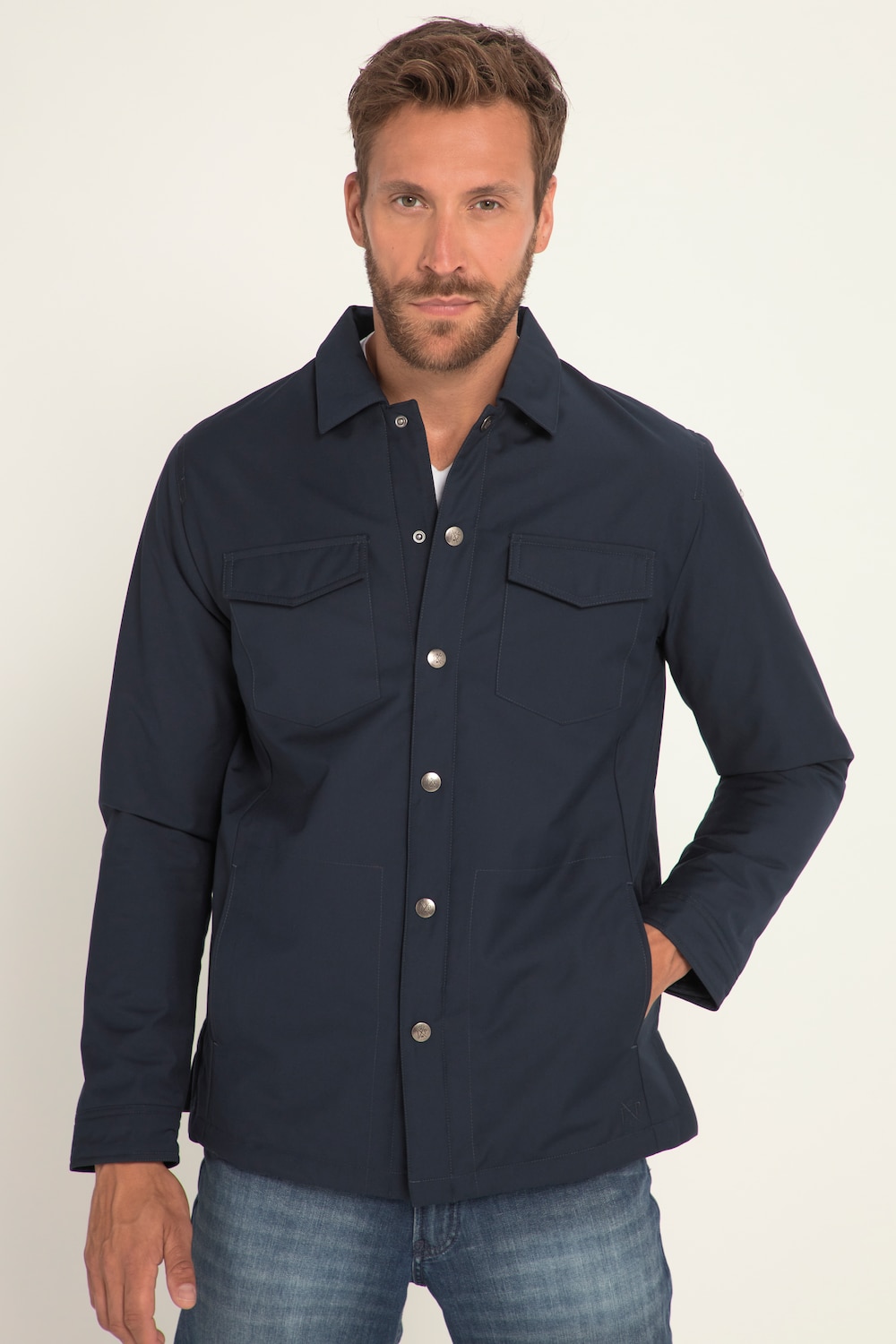 Große Größen Overshirt, Herren, blau, Größe: XXL, Polyester/Viskose, JP1880 von JP1880