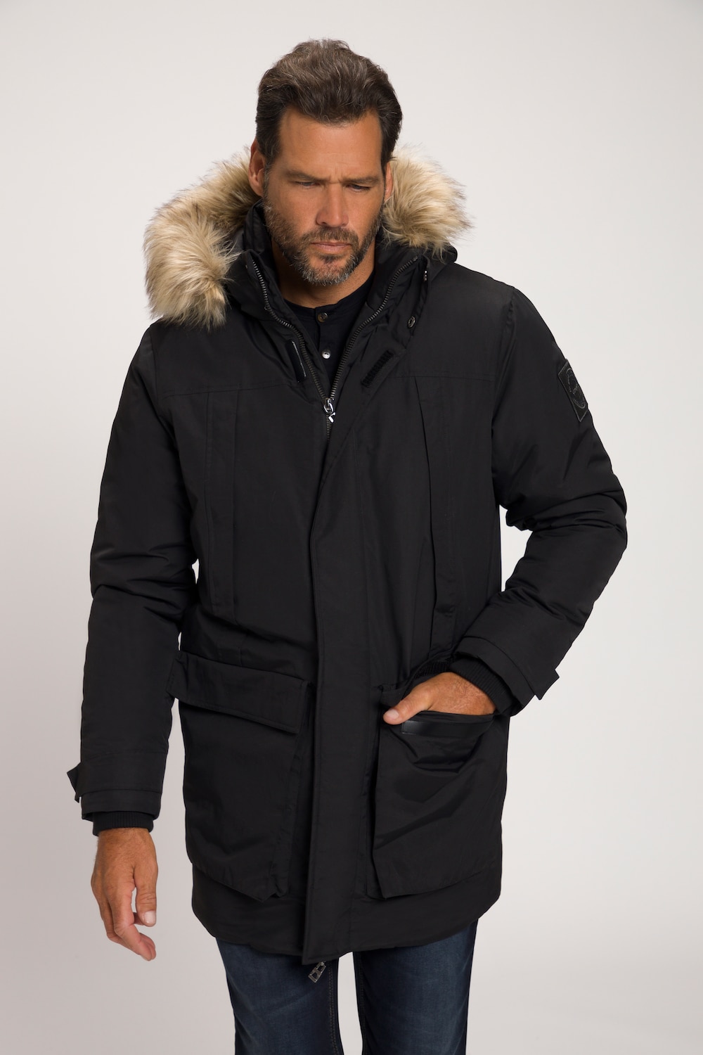 Große Größen Parka, Herren, schwarz, Größe: 4XL, Polyester/Synthetische Fasern, JP1880 von JP1880