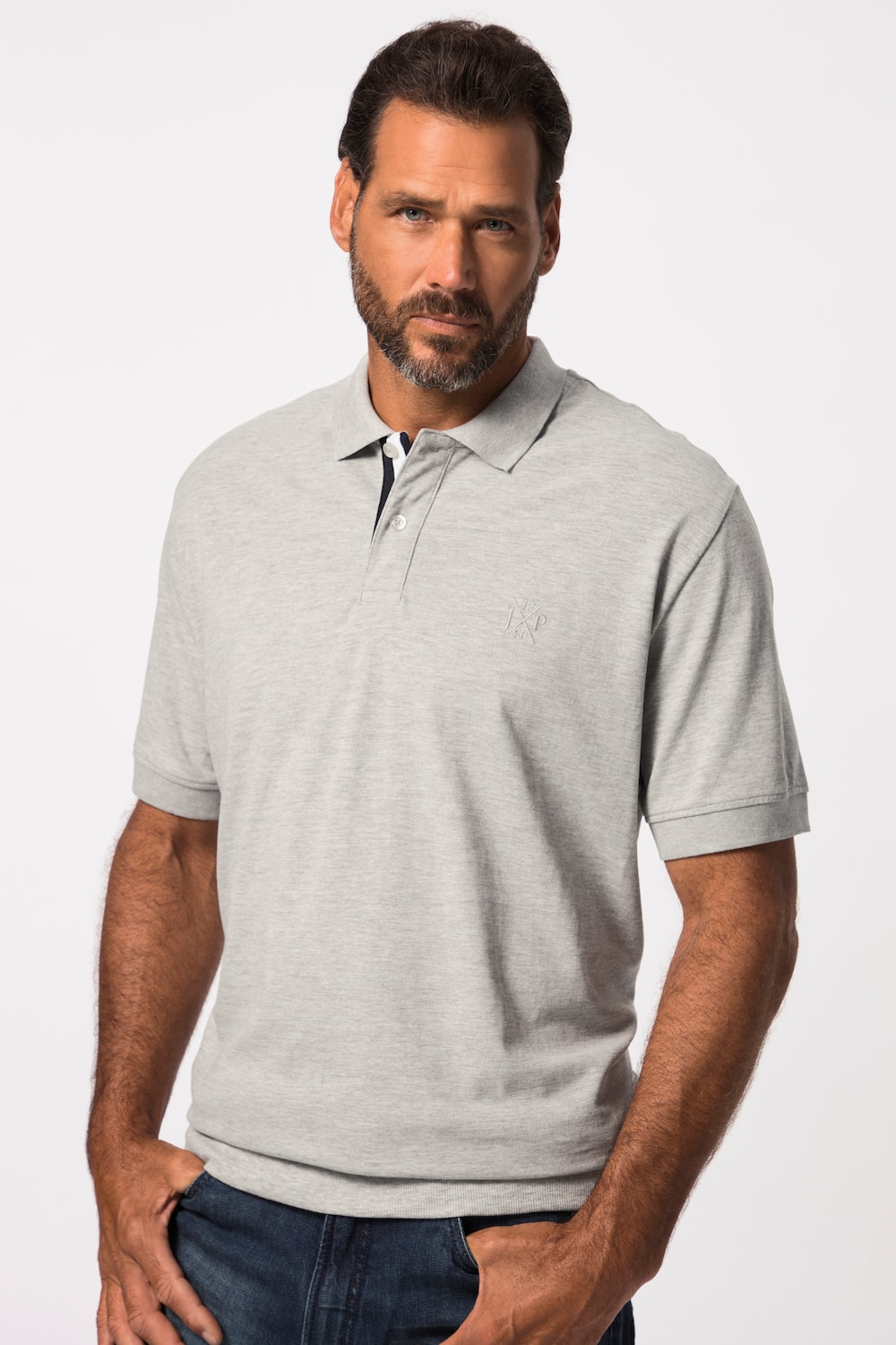 Große Größen Polo-Shirt, Herren, grau, Größe: 6XL, Baumwolle, JP1880 von JP1880