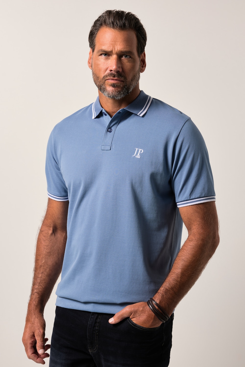 Große Größen Poloshirt, Herren, blau, Größe: 6XL, Baumwolle, JP1880 von JP1880