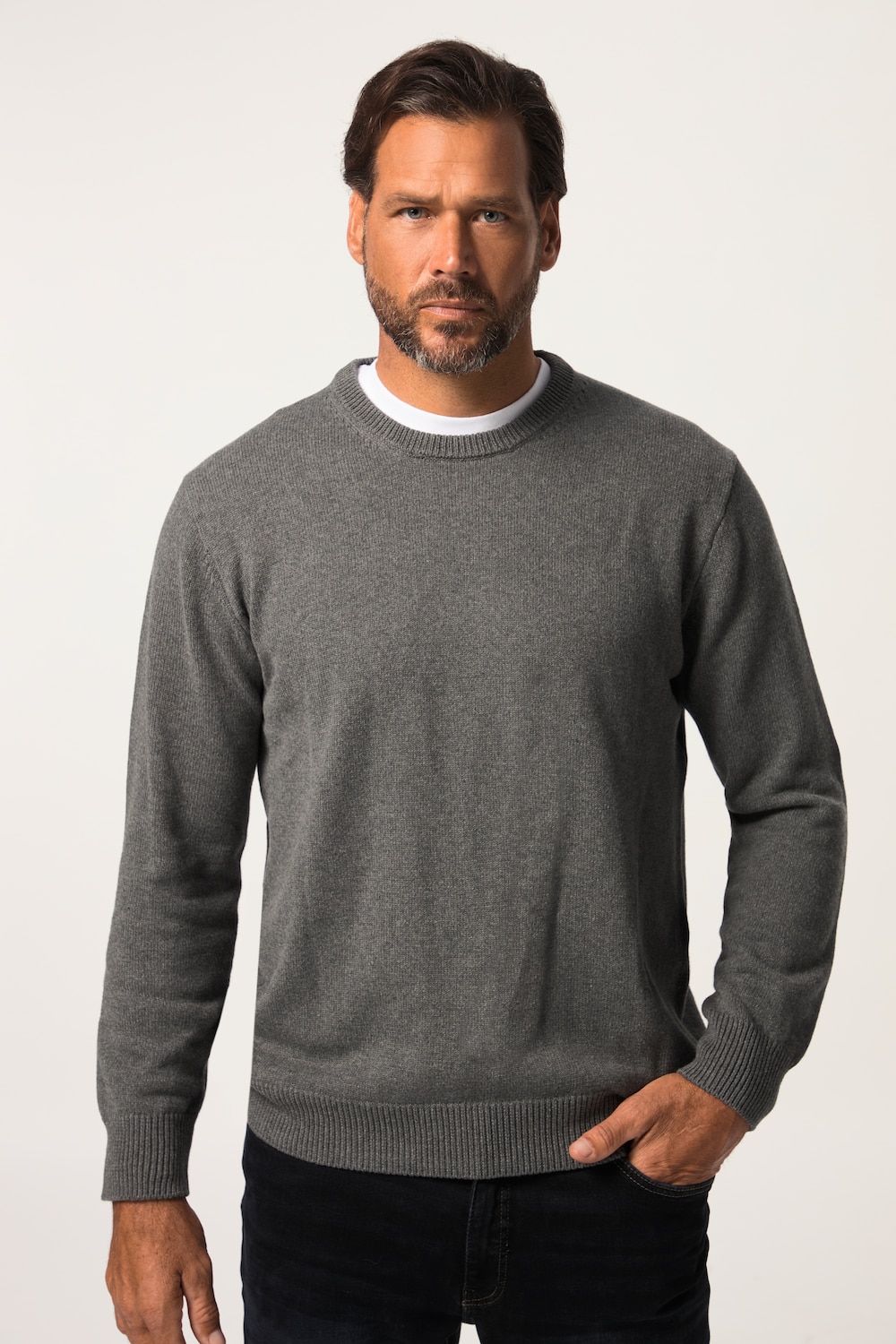 Große Größen Pullover, Herren, grau, Größe: 4XL, Baumwolle, JP1880 von JP1880