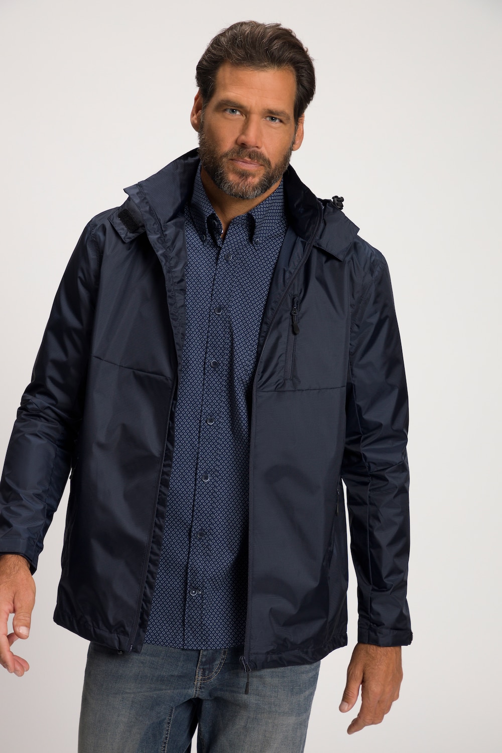 Große Größen Regenjacke, Herren, blau, Größe: 3XL, Polyester, JP1880 von JP1880