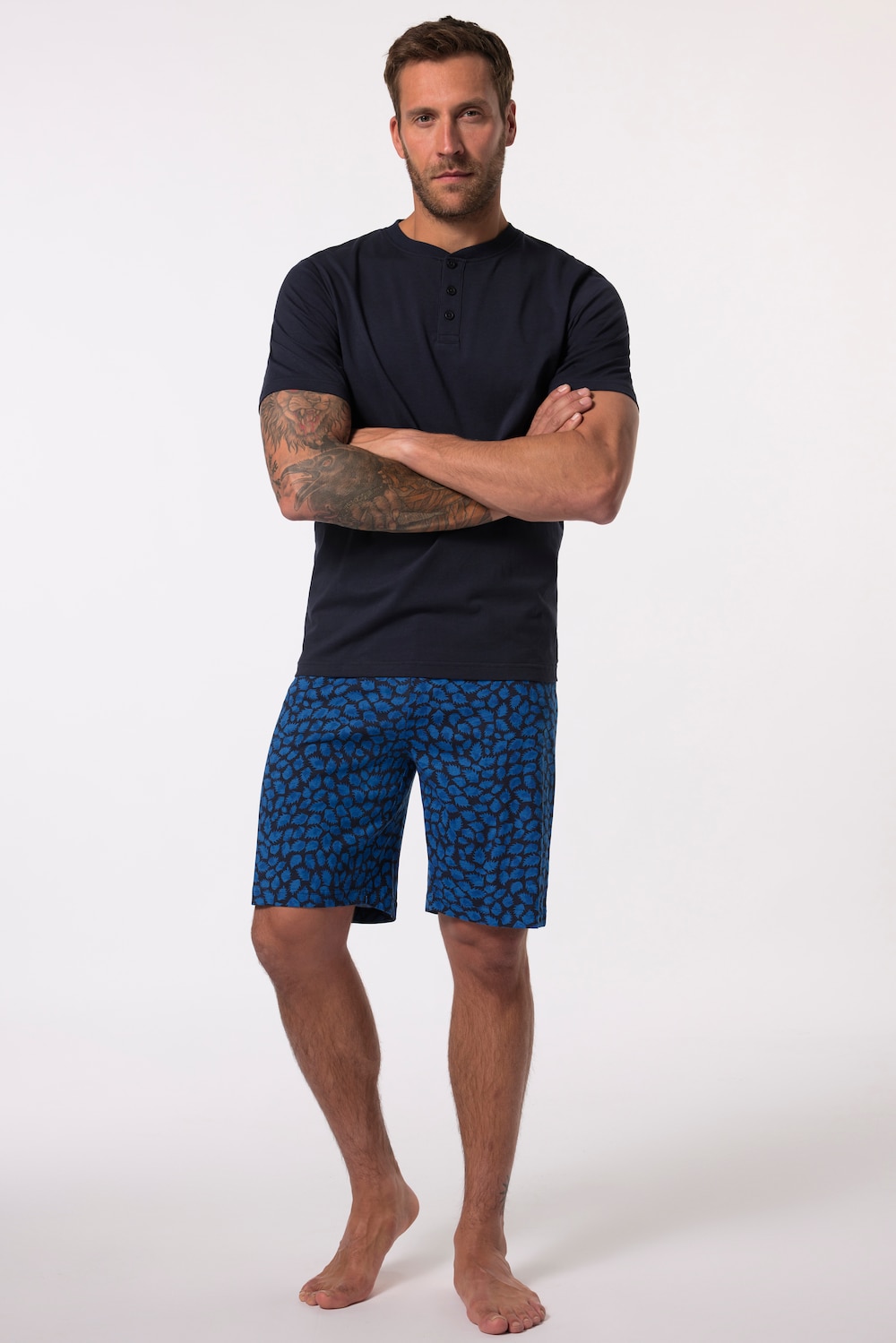 Große Größen Schlafanzug, Herren, blau, Größe: 8XL, Baumwolle, JP1880 von JP1880