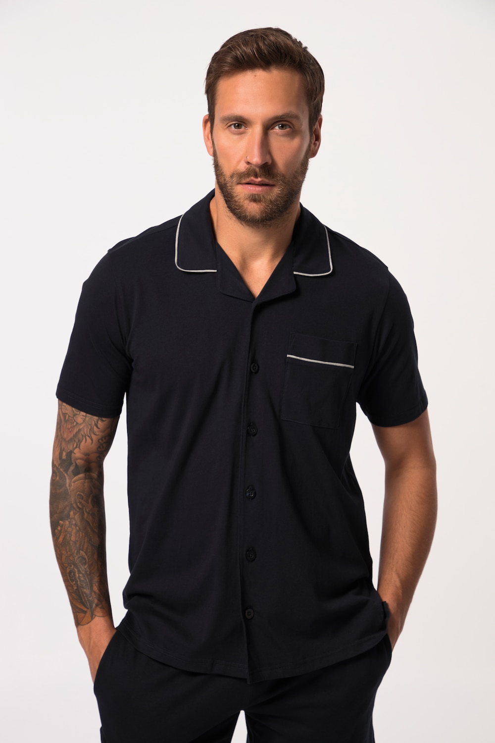 Große Größen Schlafanzug, Herren, blau, Größe: L, Baumwolle, JP1880 von JP1880