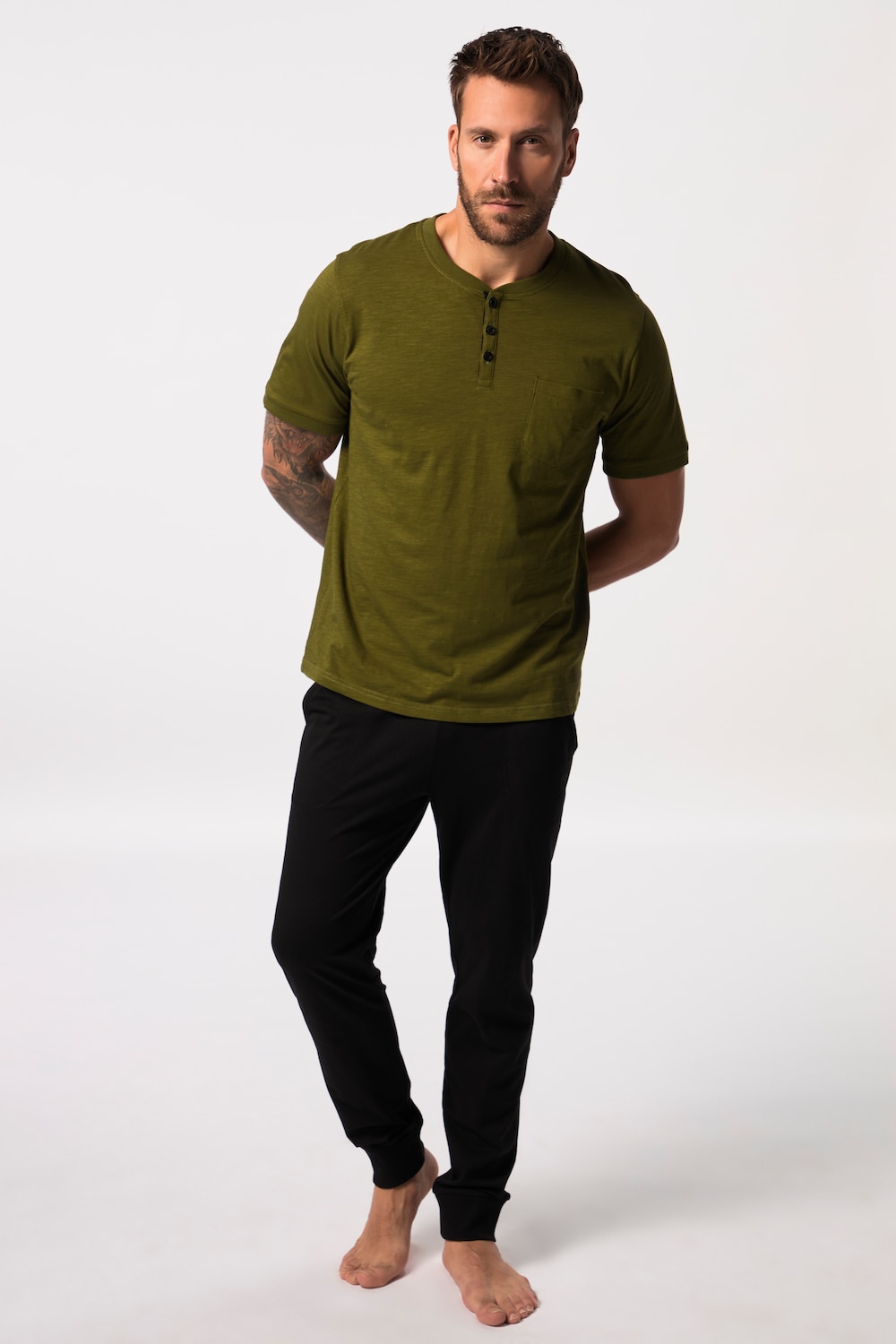 Große Größen Schlafanzug, Herren, braun, Größe: 4XL, Baumwolle, JP1880 von JP1880