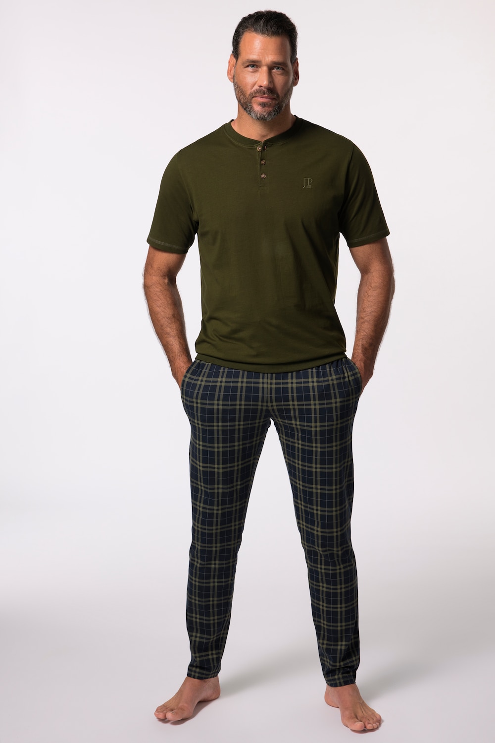 Große Größen Schlafanzug, Herren, braun, Größe: XL, Baumwolle, JP1880 von JP1880