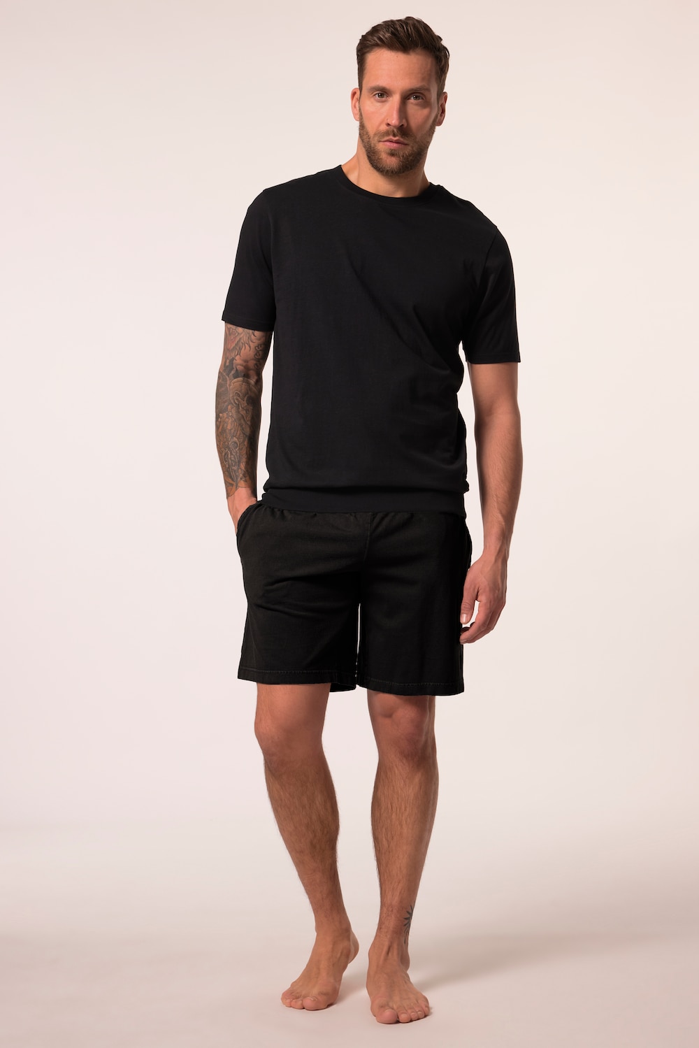 Große Größen Schlafanzug, Herren, schwarz, Größe: 4XL, Baumwolle, JP1880 von JP1880