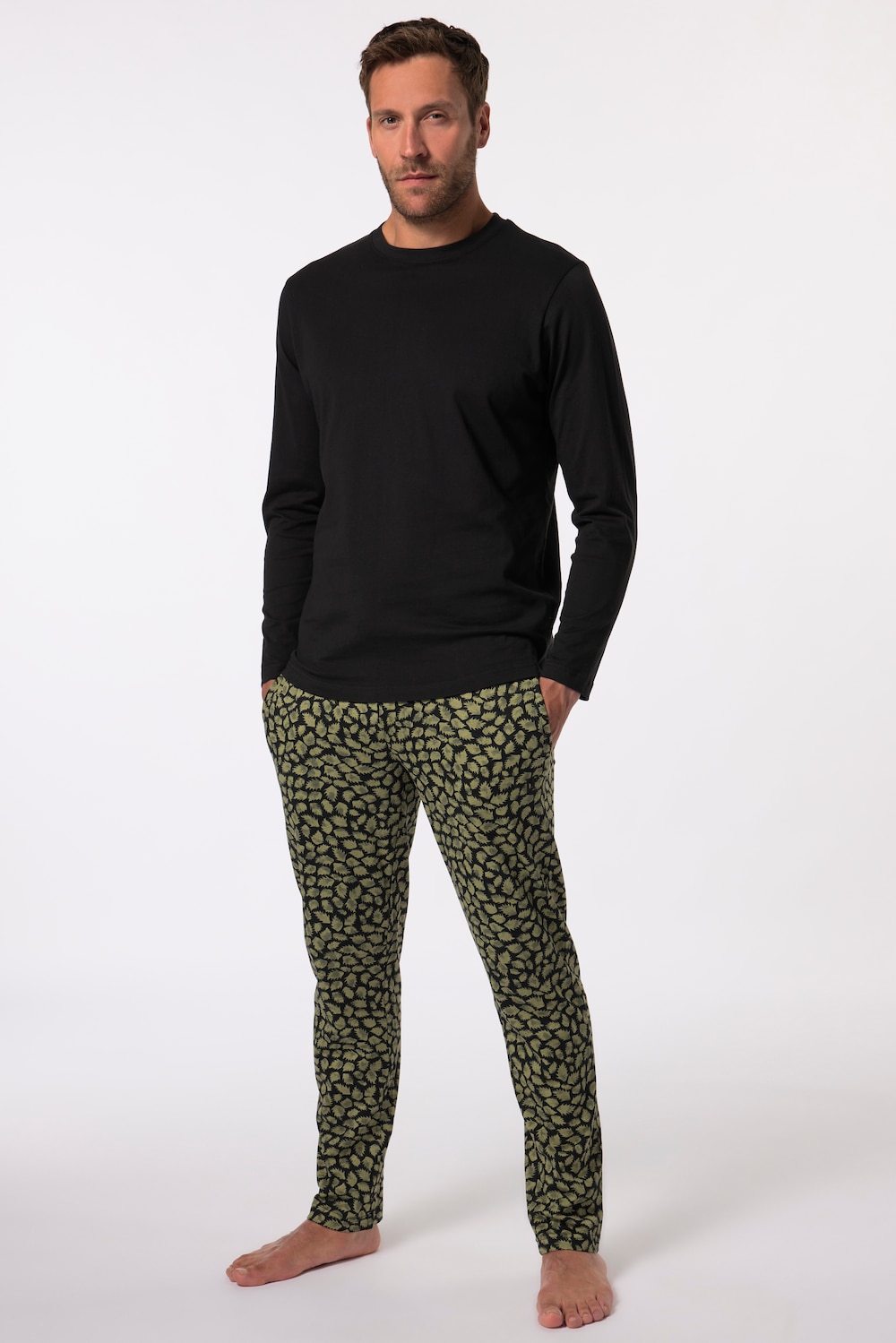 Große Größen Schlafanzug, Herren, schwarz, Größe: 8XL, Baumwolle, JP1880 von JP1880