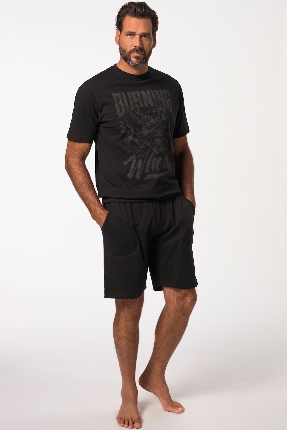 Große Größen Schlafanzug, Herren, schwarz, Größe: XL, Baumwolle, JP1880 von JP1880