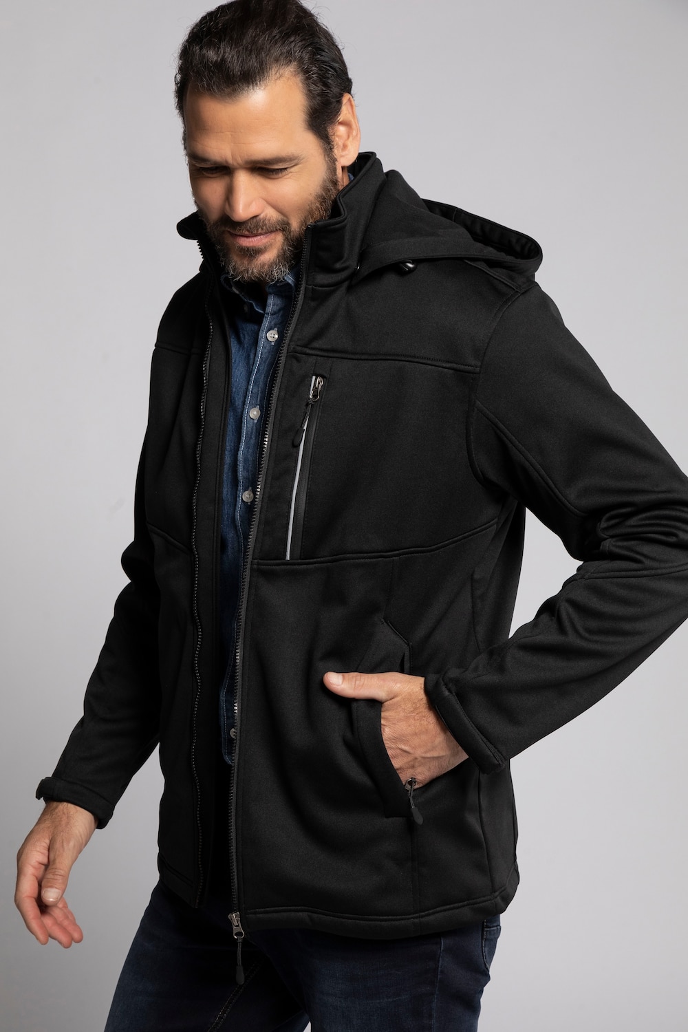 Große Größen Softshelljacke, Herren, schwarz, Größe: 4XL, Polyester, JP1880 von JP1880