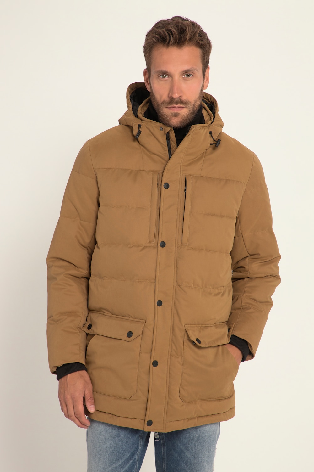 Große Größen Stepp-Parka, Herren, braun, Größe: 3XL, Polyester/Baumwolle, JP1880 von JP1880