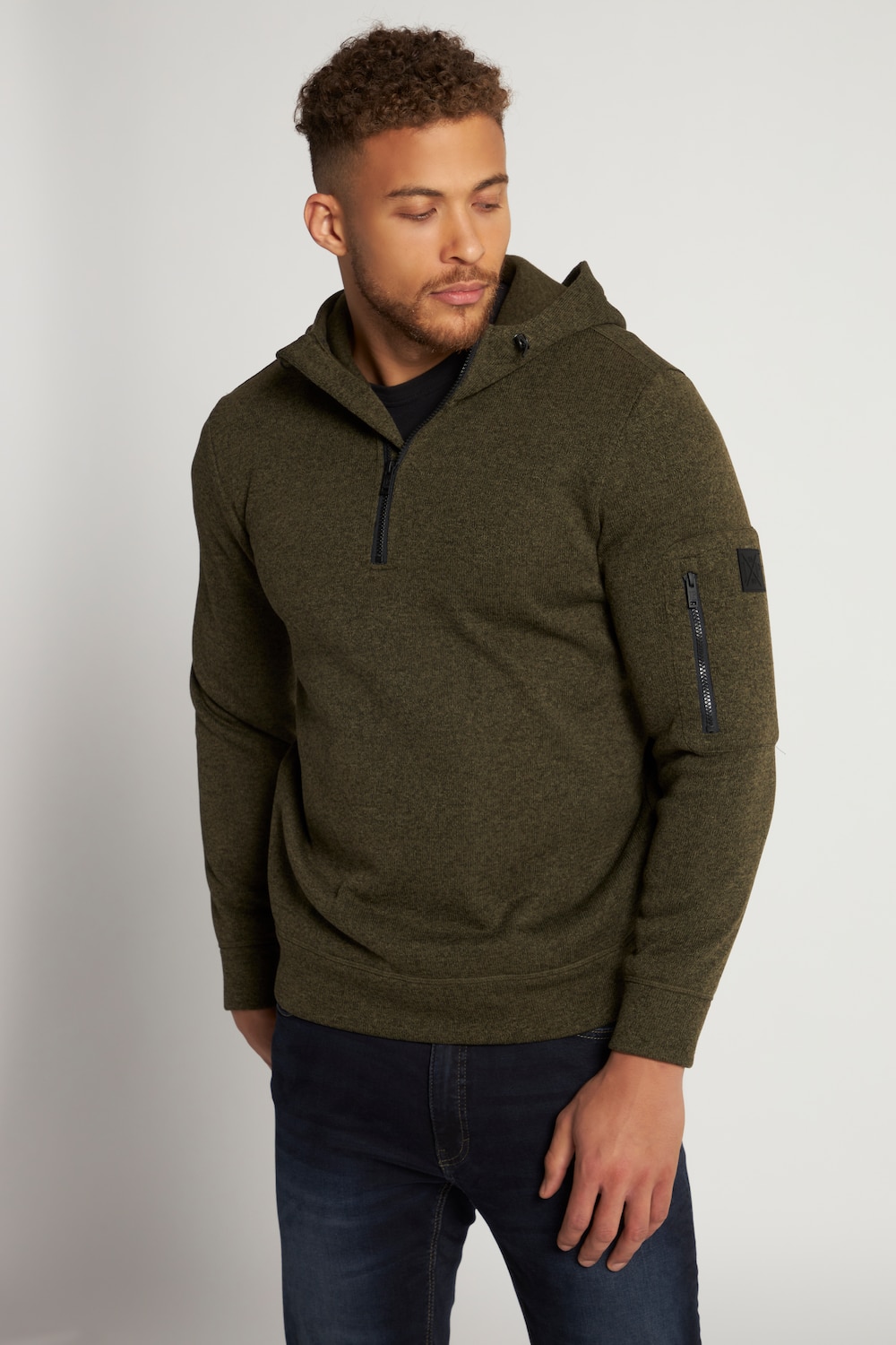 Große Größen Strickfleece-Hoodie, Herren, braun, Größe: 3XL, Polyester, JP1880 von JP1880