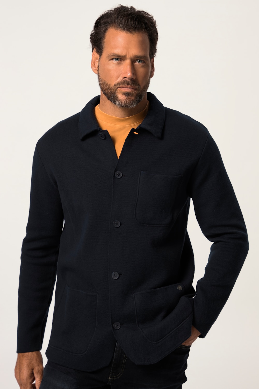 Große Größen Strickjacke FLEXNAMIC®, Herren, blau, Größe: 7XL, Baumwolle, JP1880 von JP1880