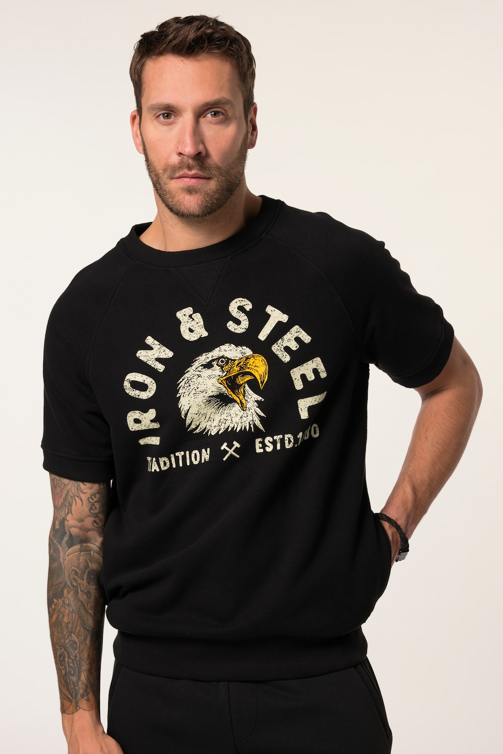 Große Größen Sweatshirt, Herren, schwarz, Größe: L, Baumwolle/Polyester, JP1880 von JP1880