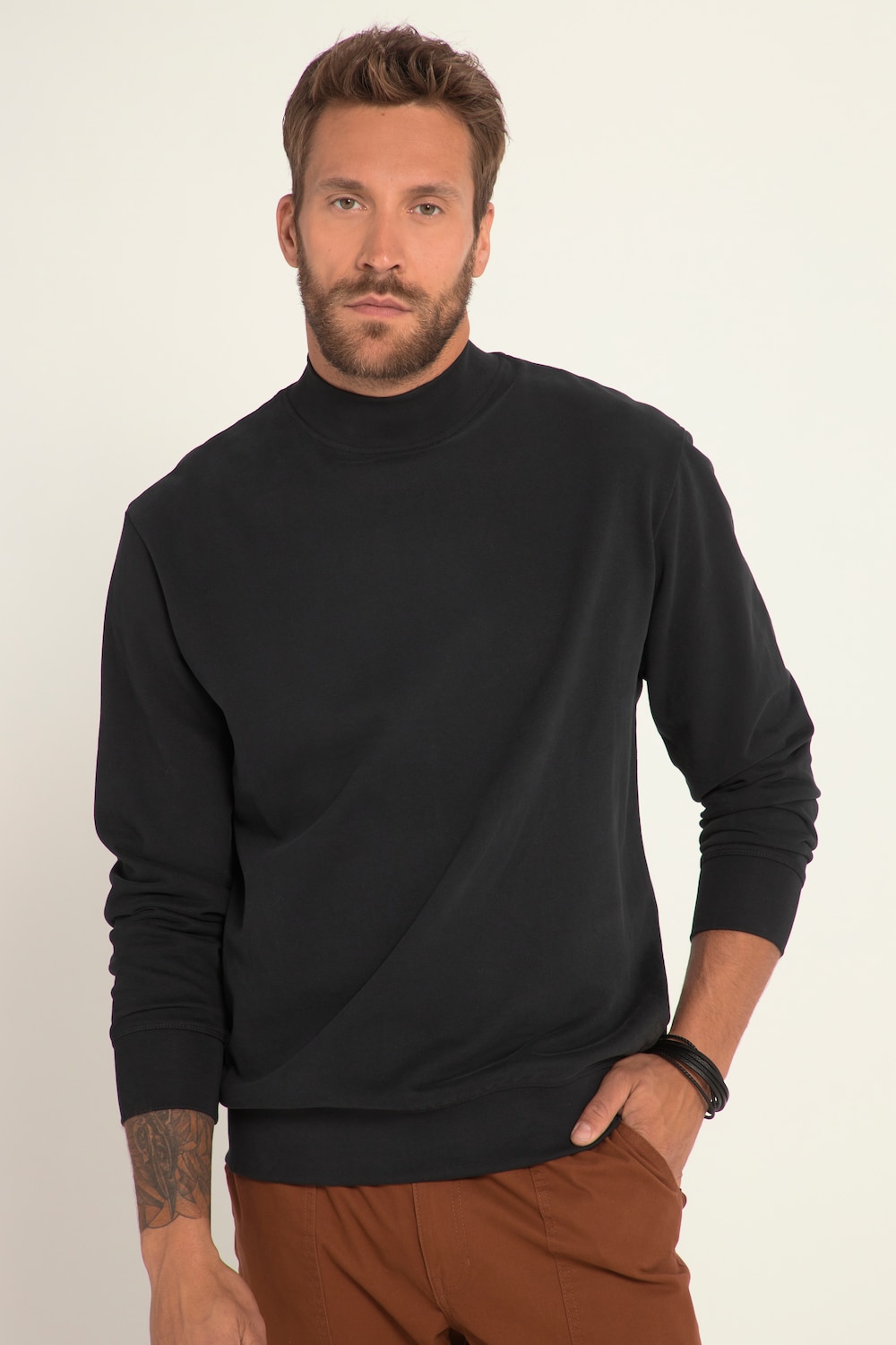 Große Größen Sweatshirt, Herren, schwarz, Größe: XXL, Baumwolle, JP1880 von JP1880