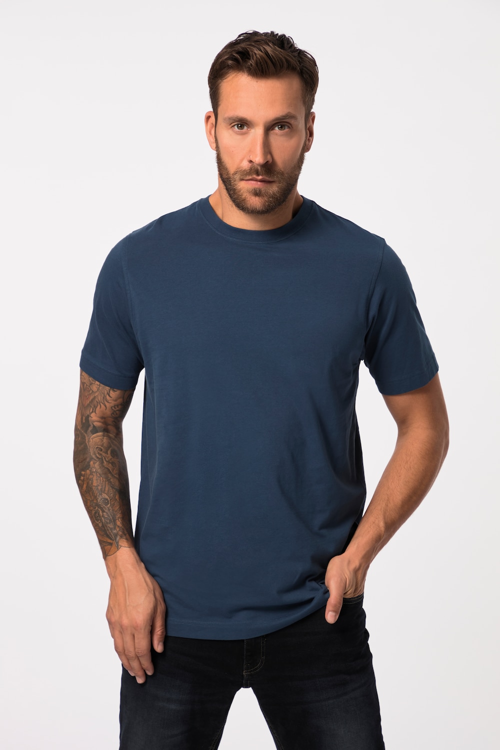 Große Größen T-Shirt, Herren, blau, Größe: 3XL, Baumwolle, JP1880 von JP1880