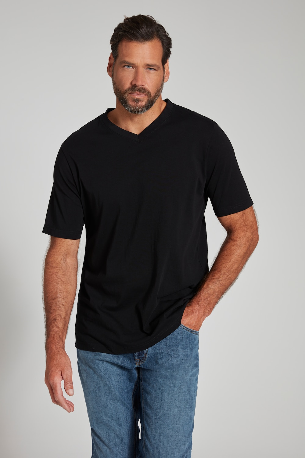 Große Größen T-Shirt, Herren, schwarz, Größe: XL, Baumwolle/Polyester, JP1880 von JP1880