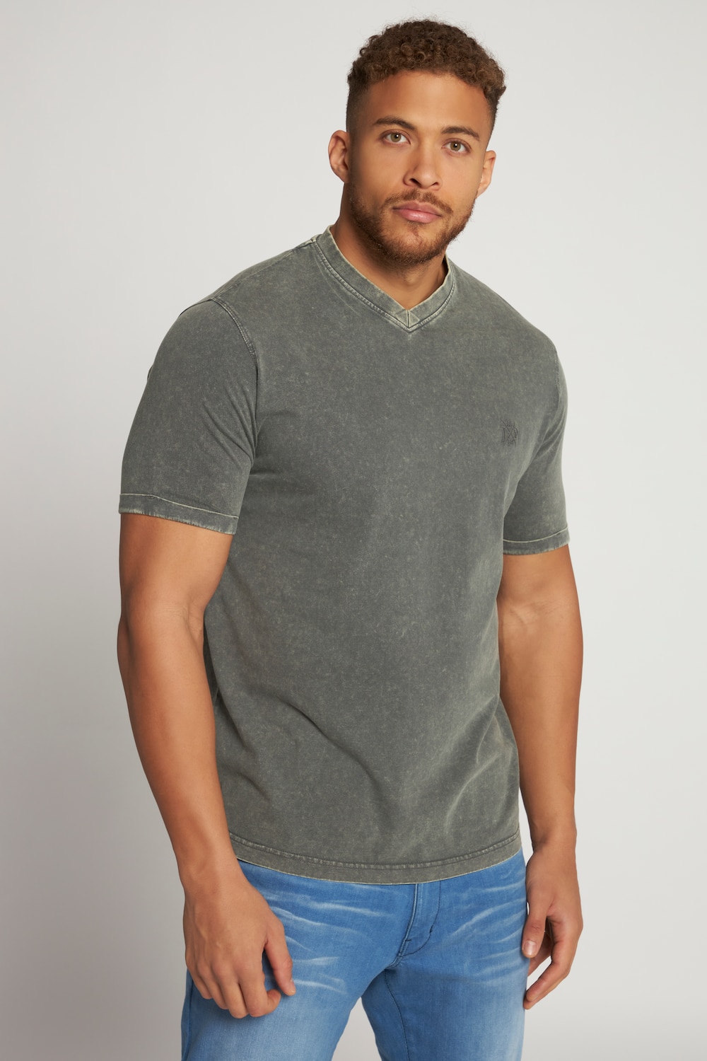 Große Größen T-Shirt, Herren, grau, Größe: XXL, Baumwolle, JP1880 von JP1880