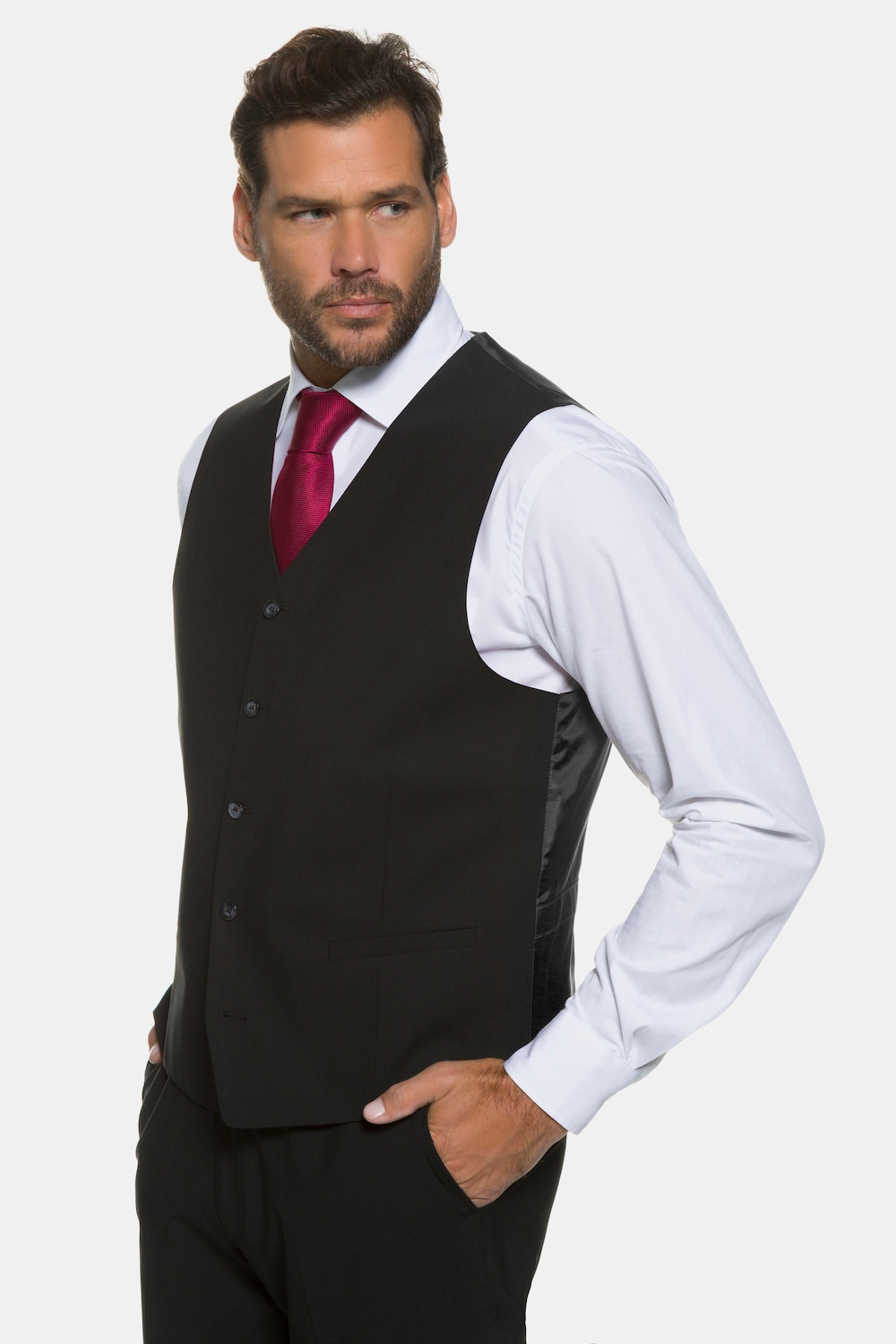 Große Größen Weste, Herren, schwarz, Größe: 28, Polyester/Wolle, JP1880 von JP1880